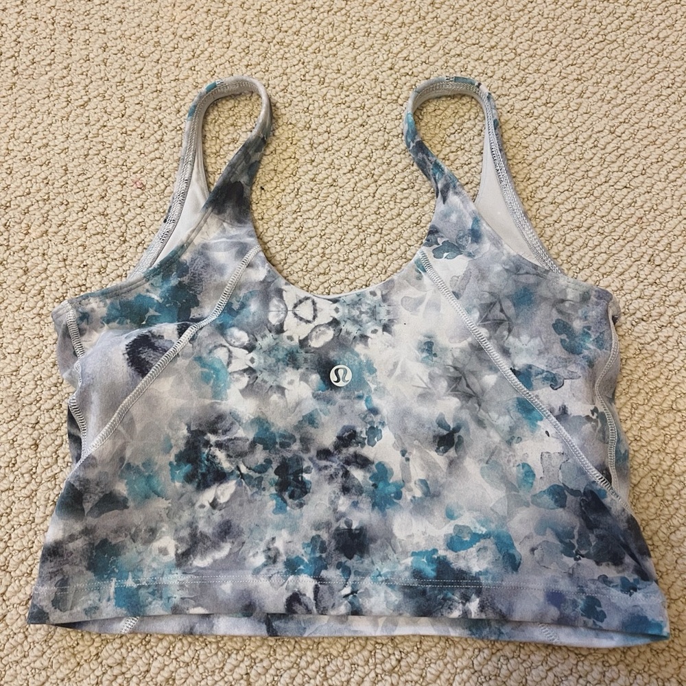 lululemon athletica White and Gray Fitted Crop Tank Top